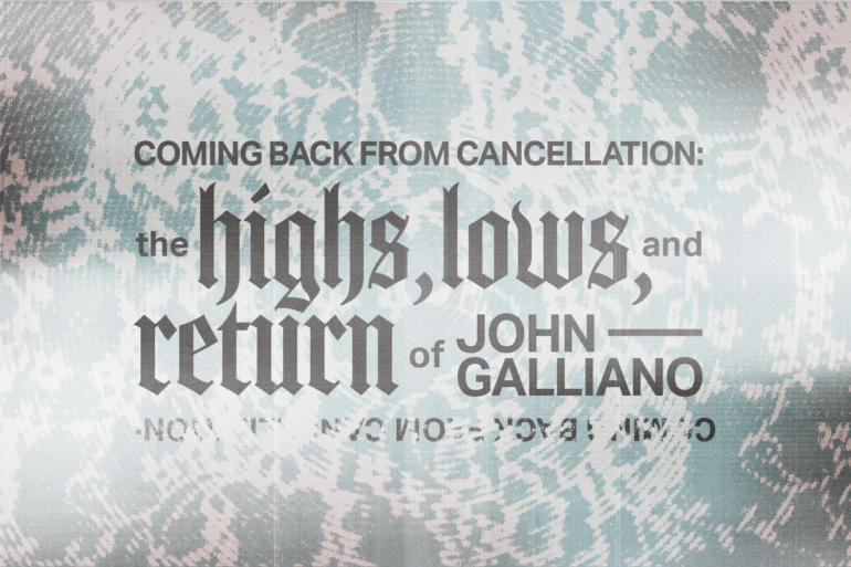 Article header with title "Coming Back From Cancellation: The Highs, Lows, and Return of John Galliano"